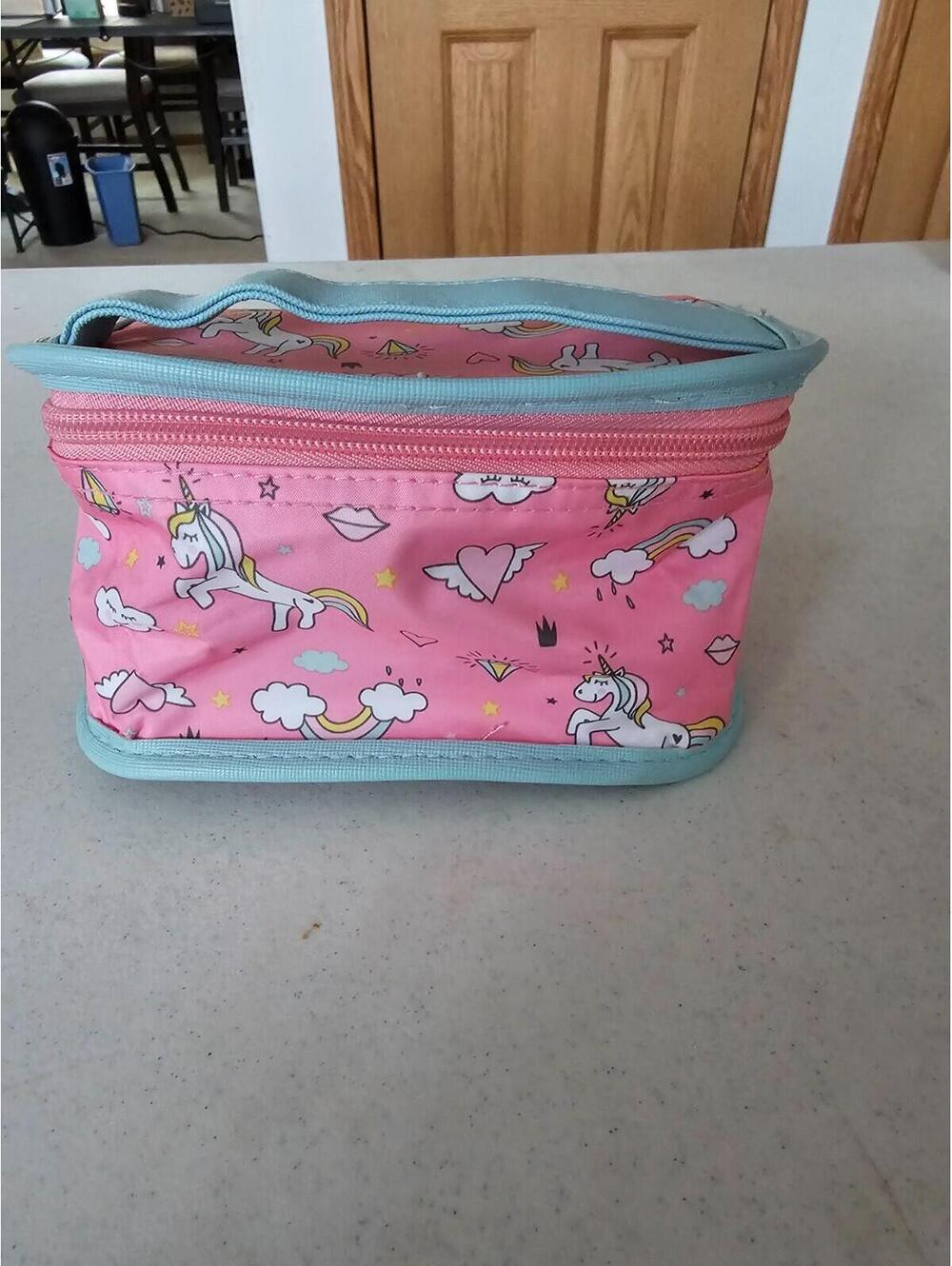 Kids Pink Unicorn Zip Bag – Cosmetic / Travel Pouch
